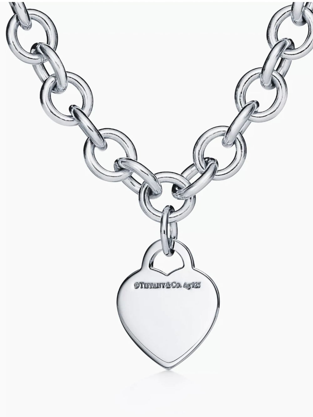Tiffany & Co.  ✨️ Women's Silver 925 Heart Charm Chain Necklace - Picture 14 of 14
